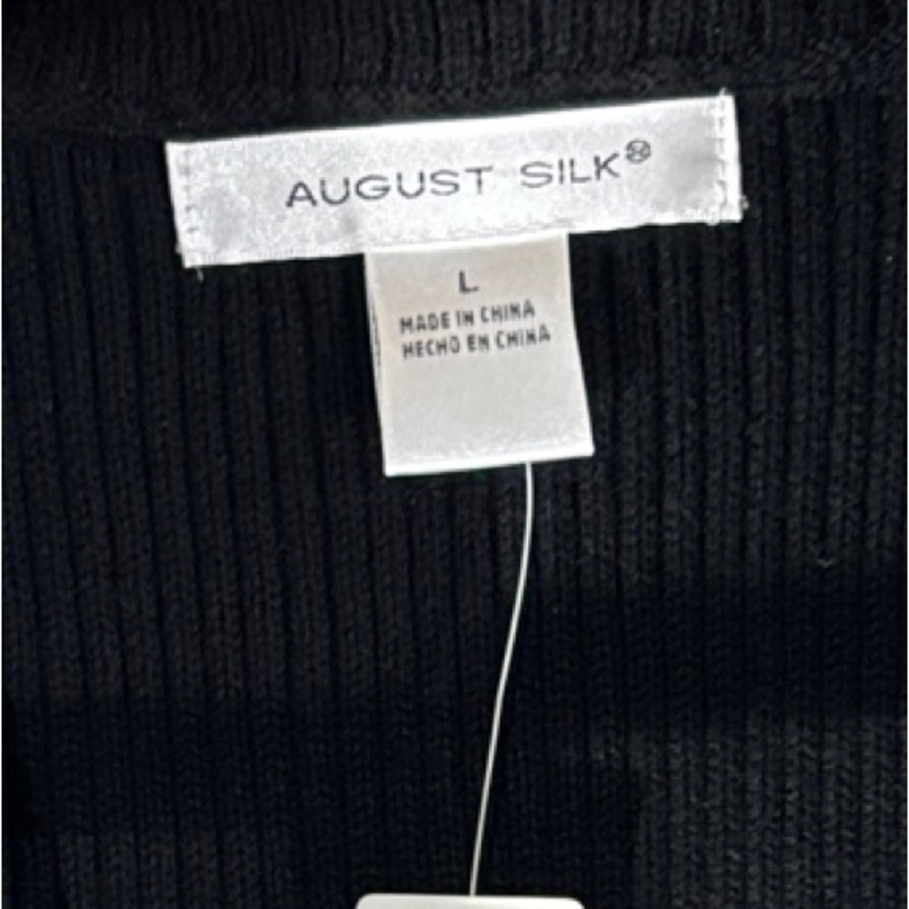 August Silk Classic Black Vest Sweater back and vegan leather front - Picture 2 of 11